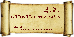 Légrádi Malakiás névjegykártya